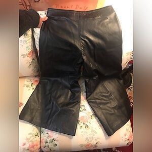 Womens Black Leather Skirt Pants